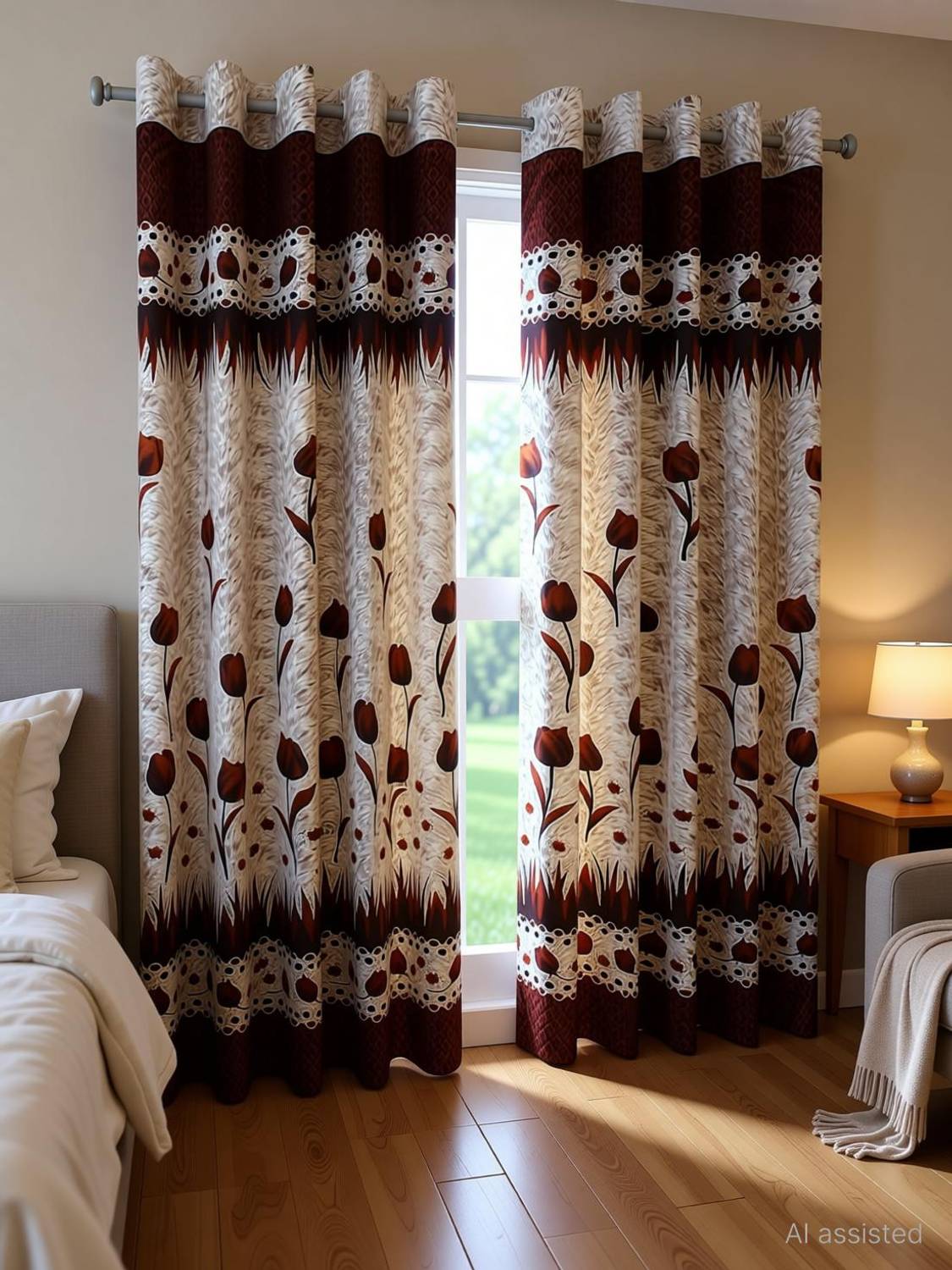 Panipat Textile Hub 213 cm (7 ft) Door Polyester Semi Transparent Curtain (Pack Of 2)