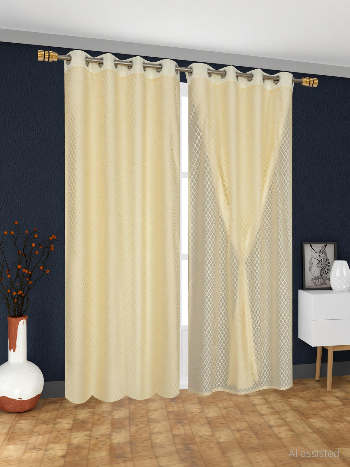 Image of Home Stylish 213 cm (7 ft) Door Silk Blackout Curtain (Pack Of 2)