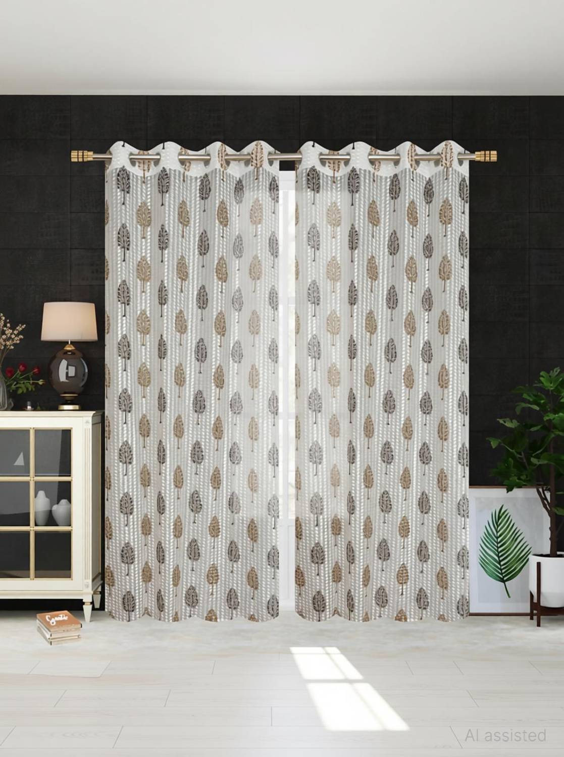 DTODEXPRESS 213.3 cm (7 ft) Door Tissue Semi Transparent Curtain (Pack Of 2)