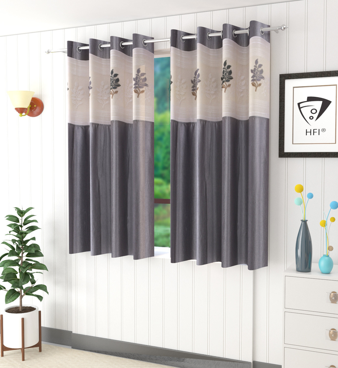 Image of Homefab India 152.5 cm (5 ft) Window Polyester Semi Transparent Curtain (Pack Of 2)