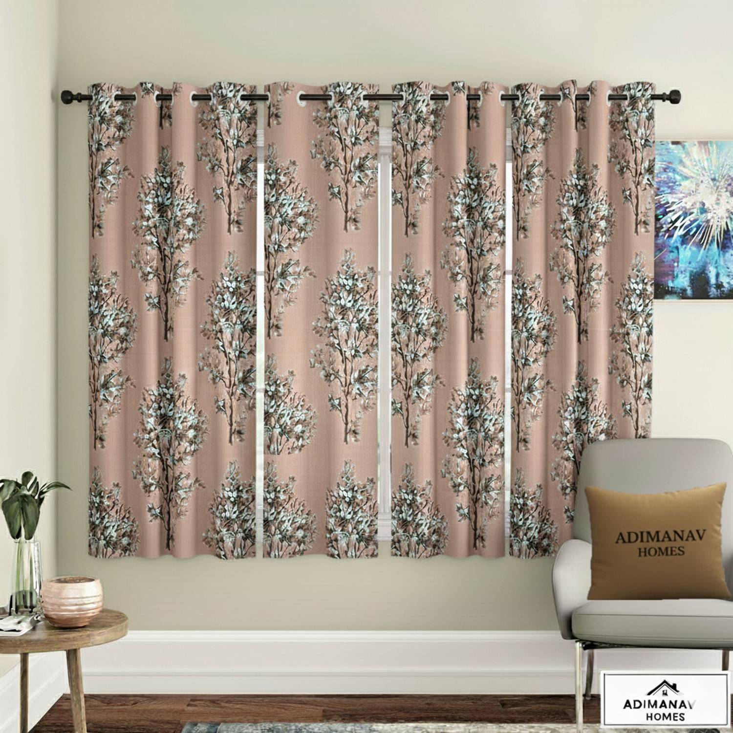 Adimanav 152.4 cm (5 ft) Window Polyester Semi Transparent Curtain (Pack Of 4)