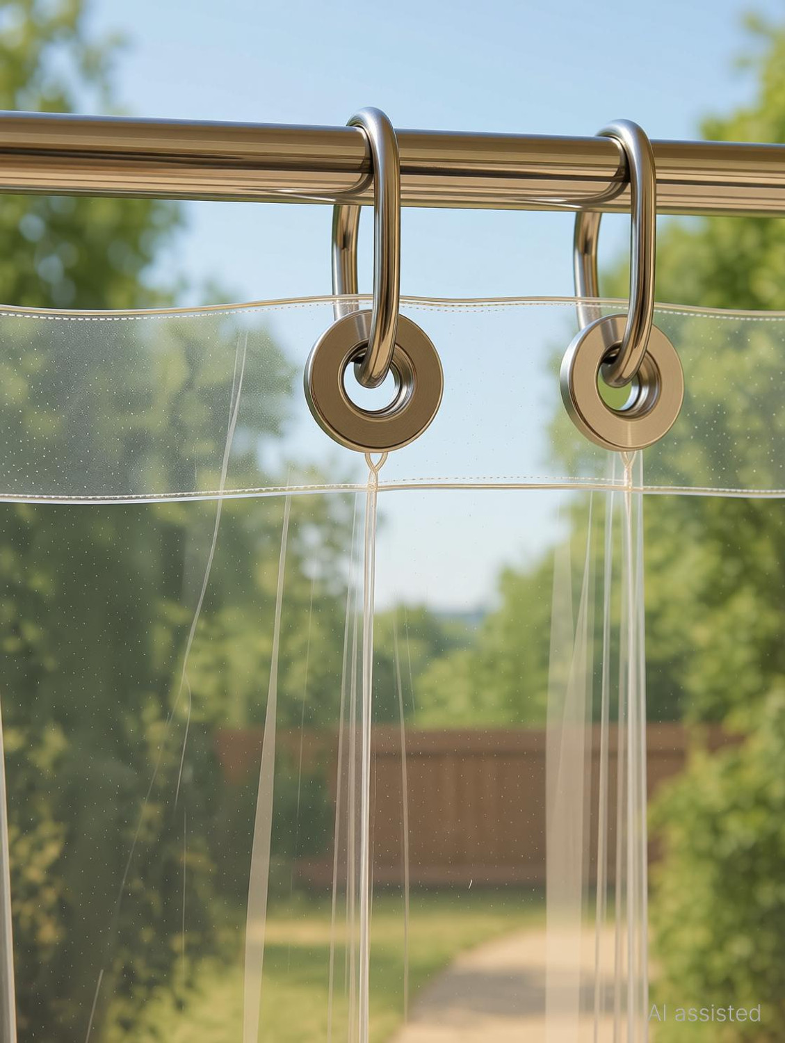 Image of SHAVIN 220 cm (7 ft) Shower PVC Transparent Curtain Single Curtain