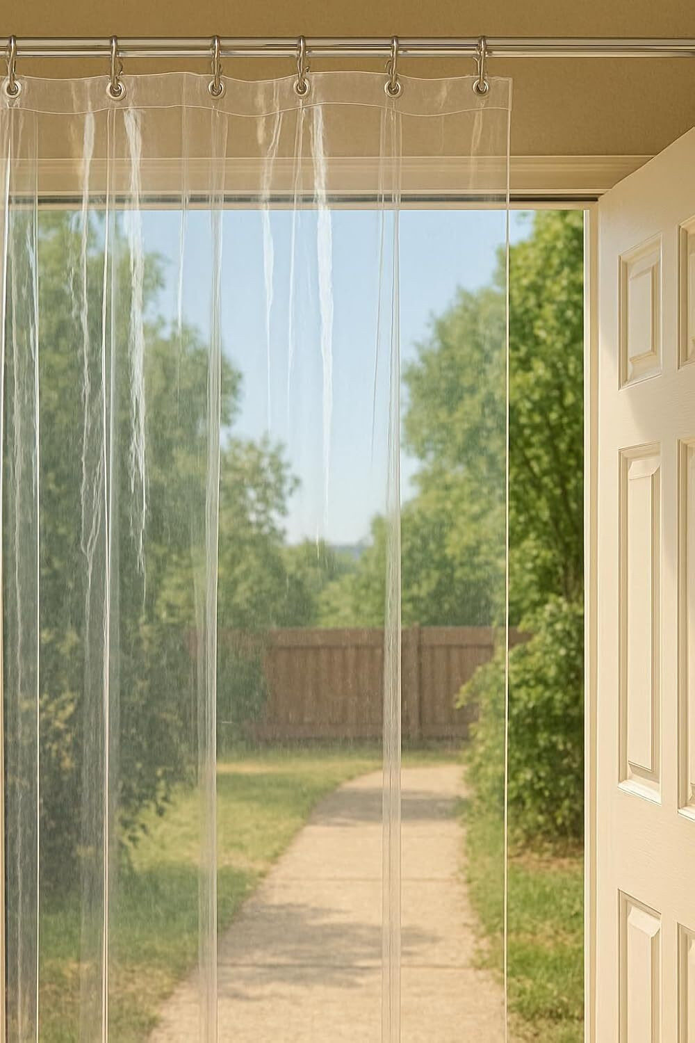 Image of SHAVIN 220 cm (7 ft) Shower PVC Transparent Curtain Single Curtain
