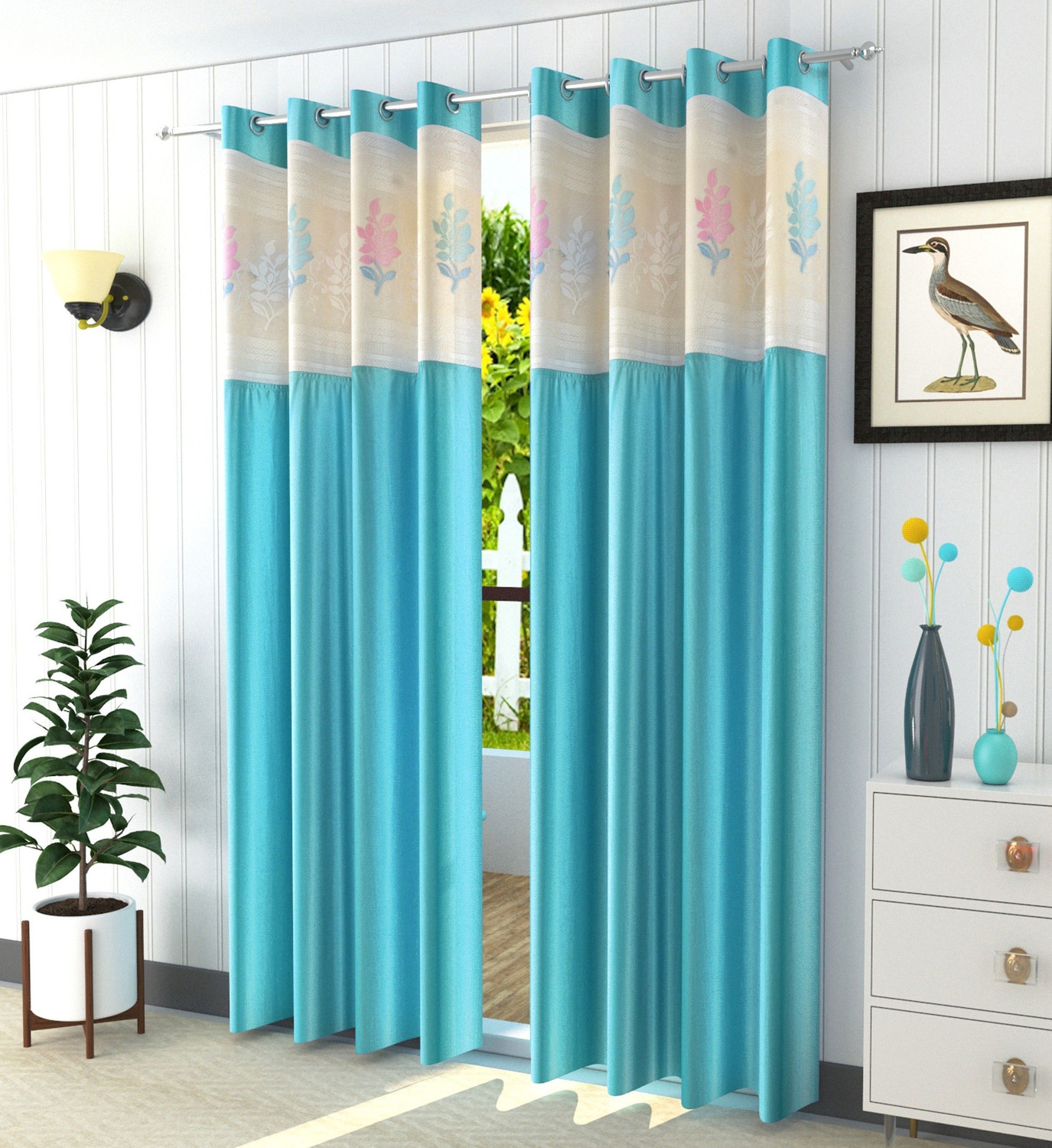 Image of Homefab India 244 cm (8 ft) Long Door Polyester Semi Transparent Curtain (Pack Of 2)