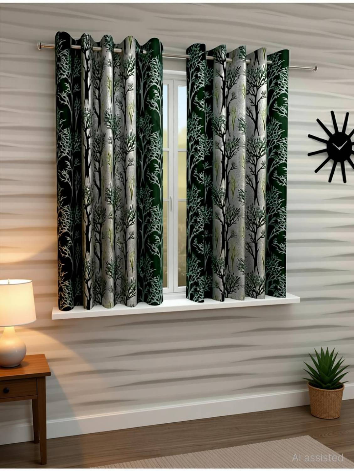 Adimanav 152.4 cm (5 ft) Window Polyester Semi Transparent Curtain (Pack Of 2)