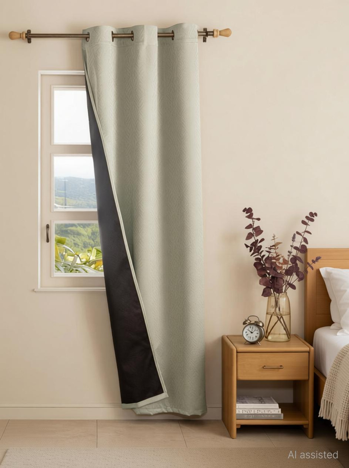 Image of HOMEMONDE 152.4 cm (5 ft) Window Polyester Blackout Curtain Single Curtain