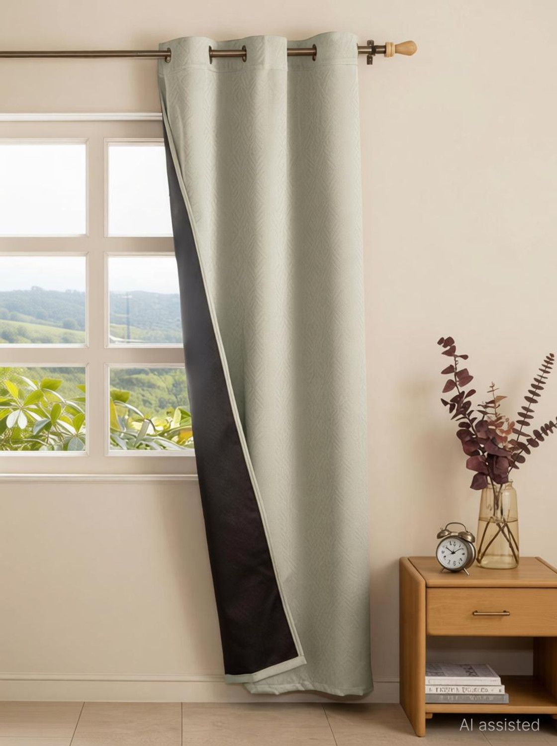 Image of HOMEMONDE 152.4 cm (5 ft) Window Polyester Blackout Curtain Single Curtain