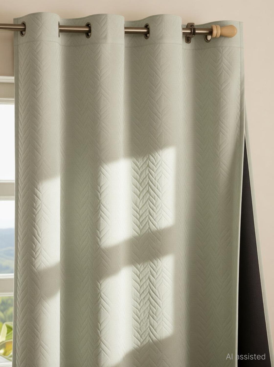 Image of HOMEMONDE 152.4 cm (5 ft) Window Polyester Blackout Curtain Single Curtain