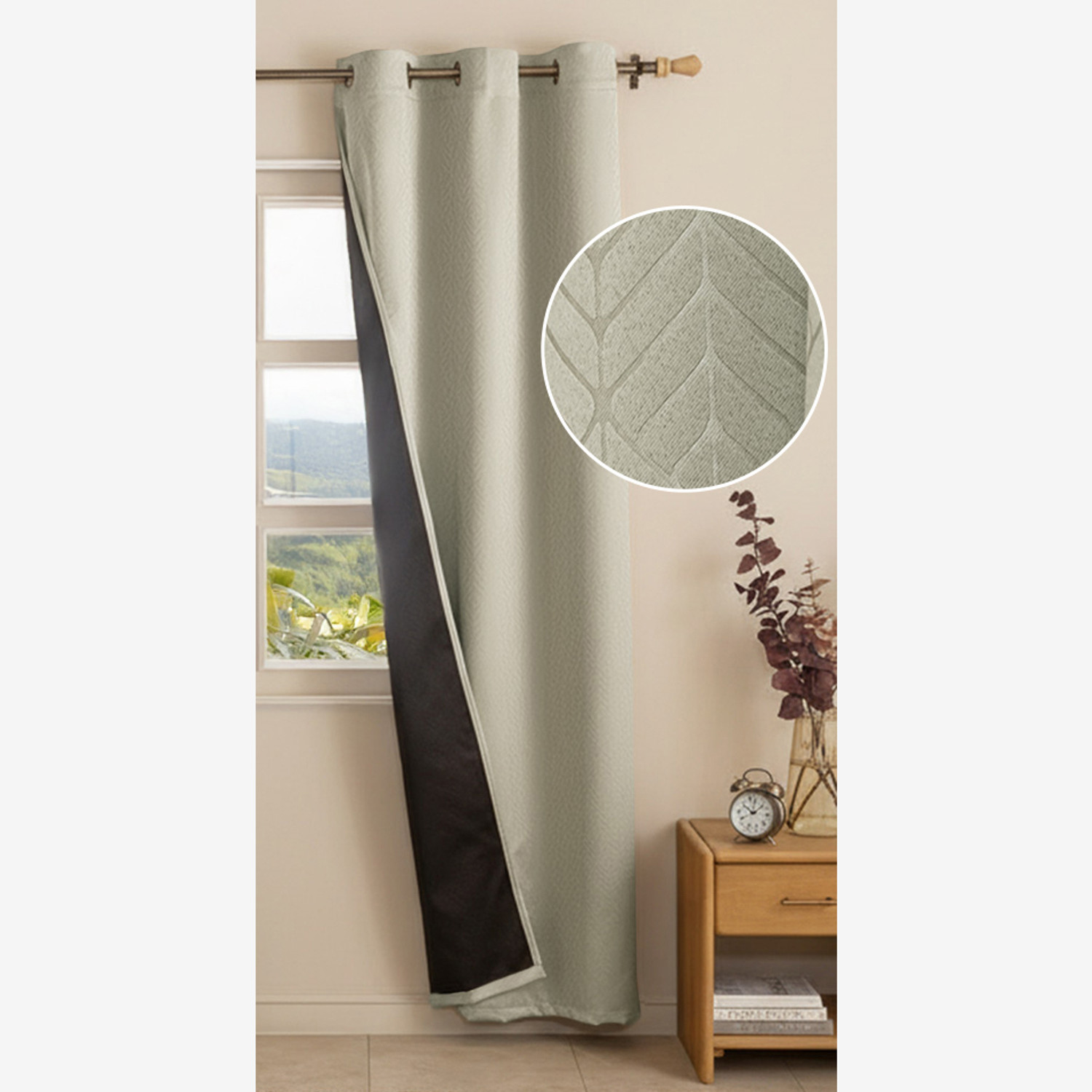 Image of HOMEMONDE 152.4 cm (5 ft) Window Polyester Blackout Curtain Single Curtain