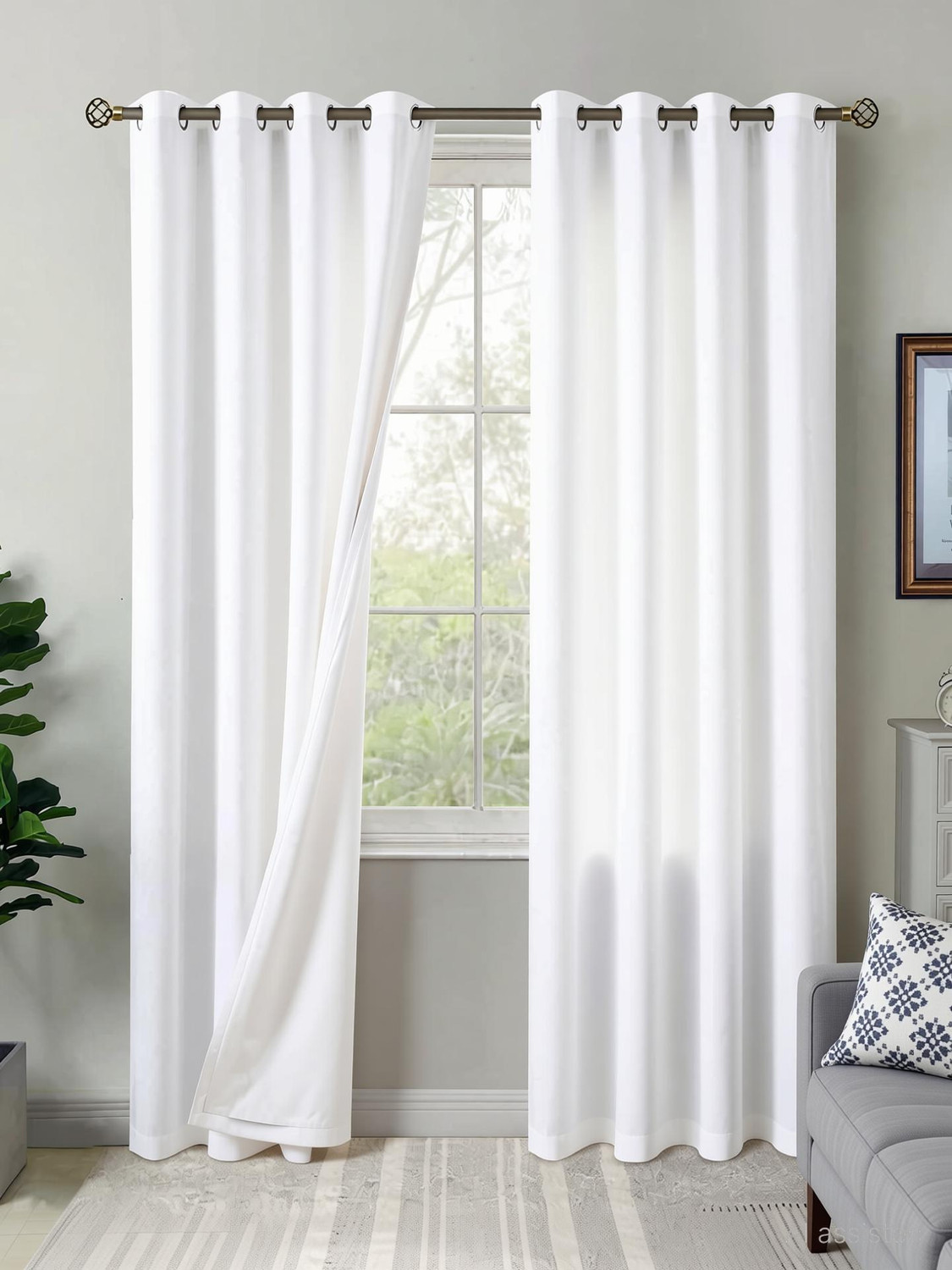Image of bfam 213 cm (7 ft) Door Polyester Blackout Curtain (Pack Of 2)