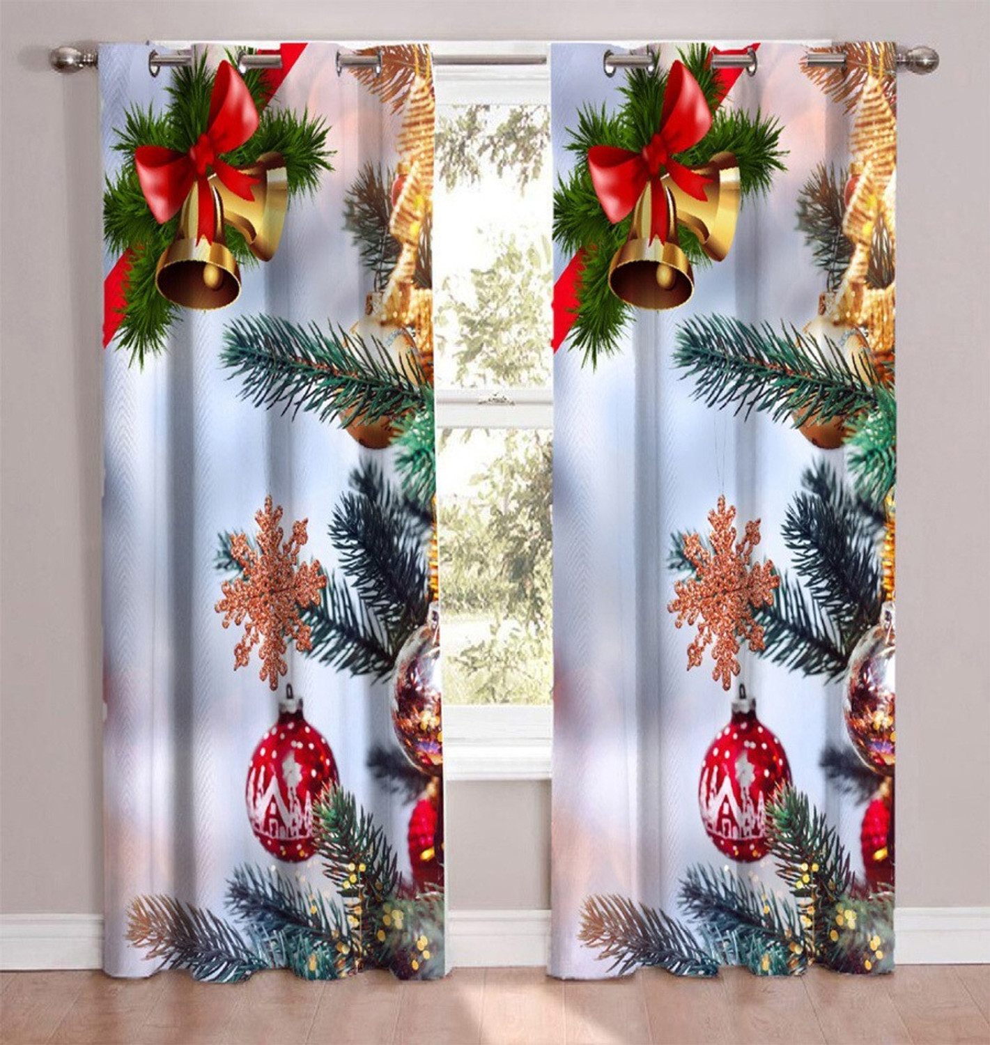 Image of BELLA TRUE 210 cm (7 ft) Door Polyester Semi Transparent Curtain (Pack Of 2)