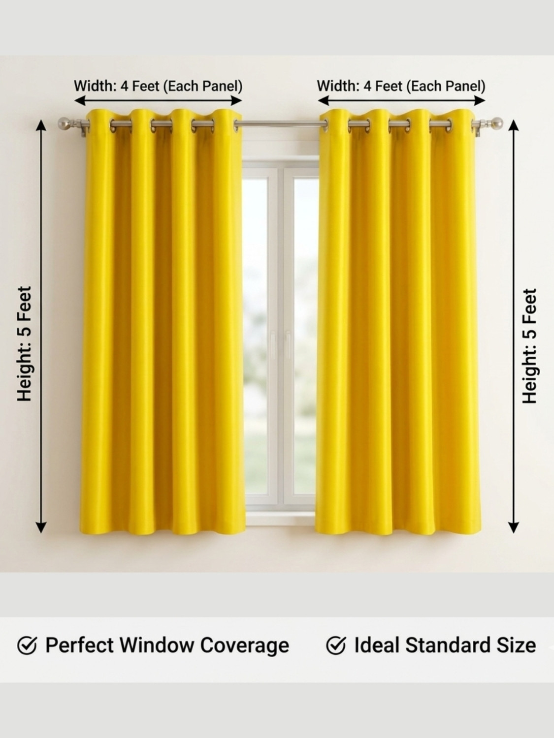 Image of Kanodia Poly Fab 152.4 cm (5 ft) Window Polyester Semi Transparent Curtain (Pack Of 2)