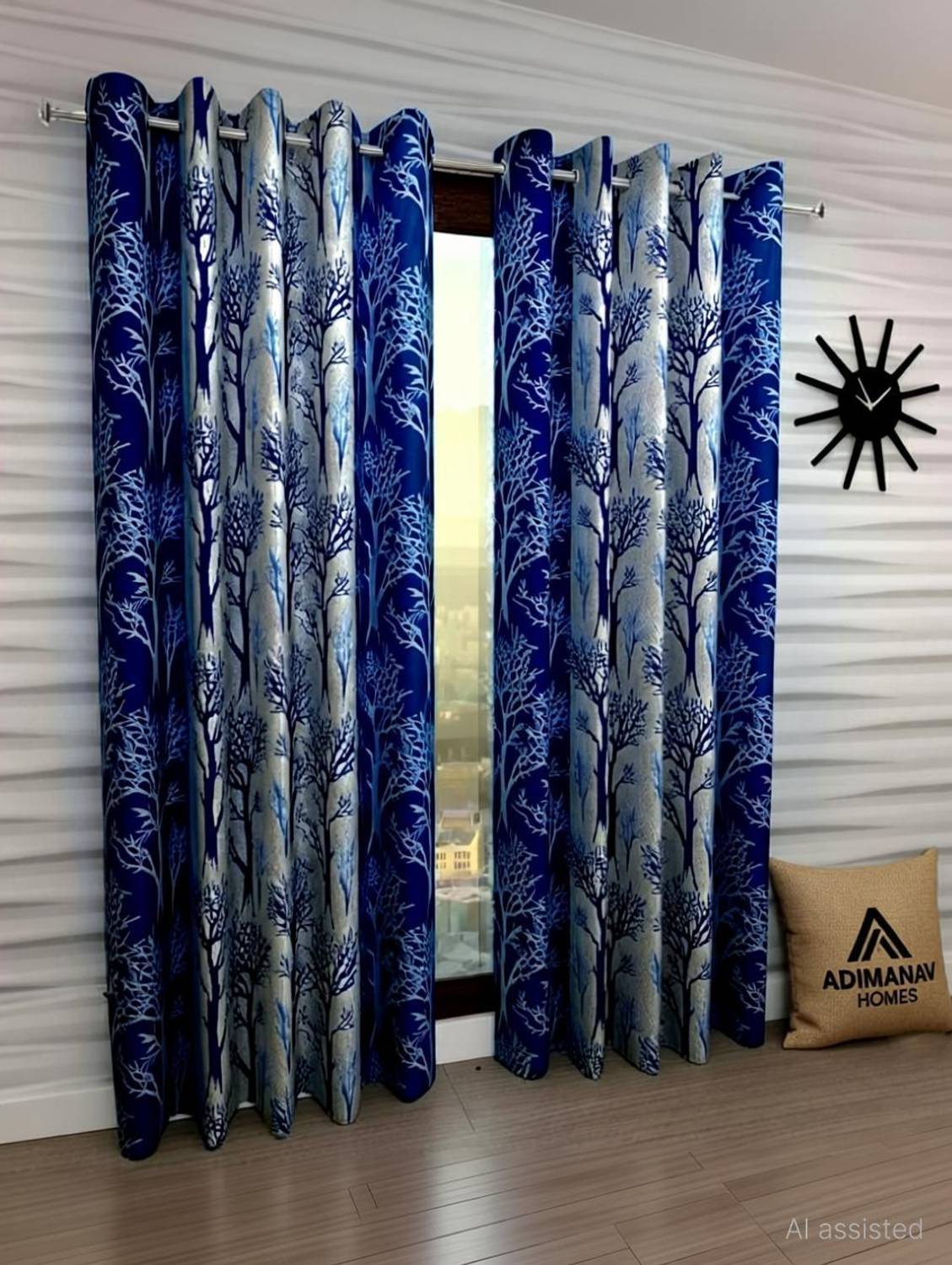 Adimanav 274.32 cm (9 ft) Long Door Polyester Semi Transparent Curtain (Pack Of 2)