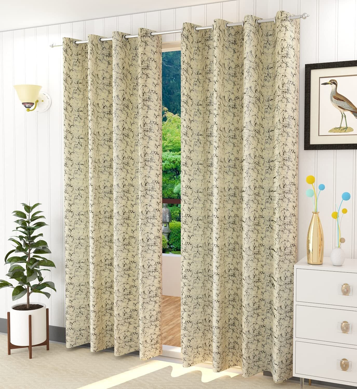 Image of Arick Home 182 cm (6 ft) Shower Velvet Room Darkening Curtain (Pack Of 2)