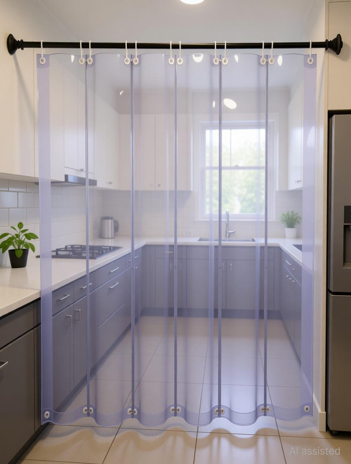Image of Stylista 243.84 cm (8 ft) Door PVC Transparent Curtain (Pack Of 6)