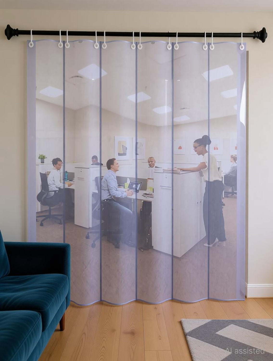 Image of Stylista 243.84 cm (8 ft) Door PVC Transparent Curtain (Pack Of 6)