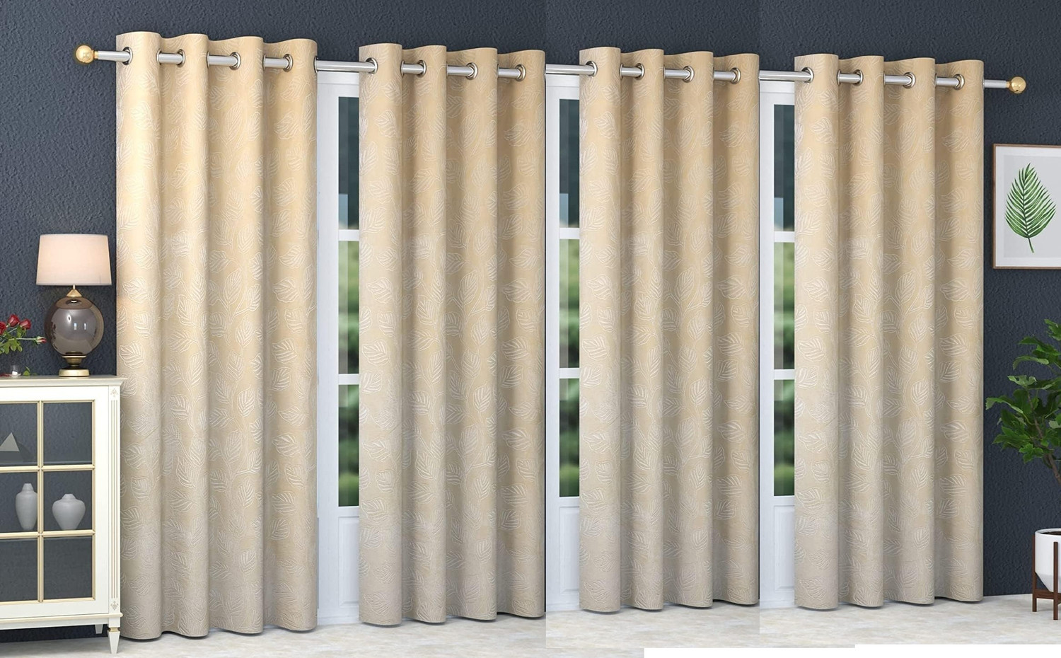 Image of Home Sazawat 213 cm (7 ft) Door Velvet Room Darkening Curtain (Pack Of 4)