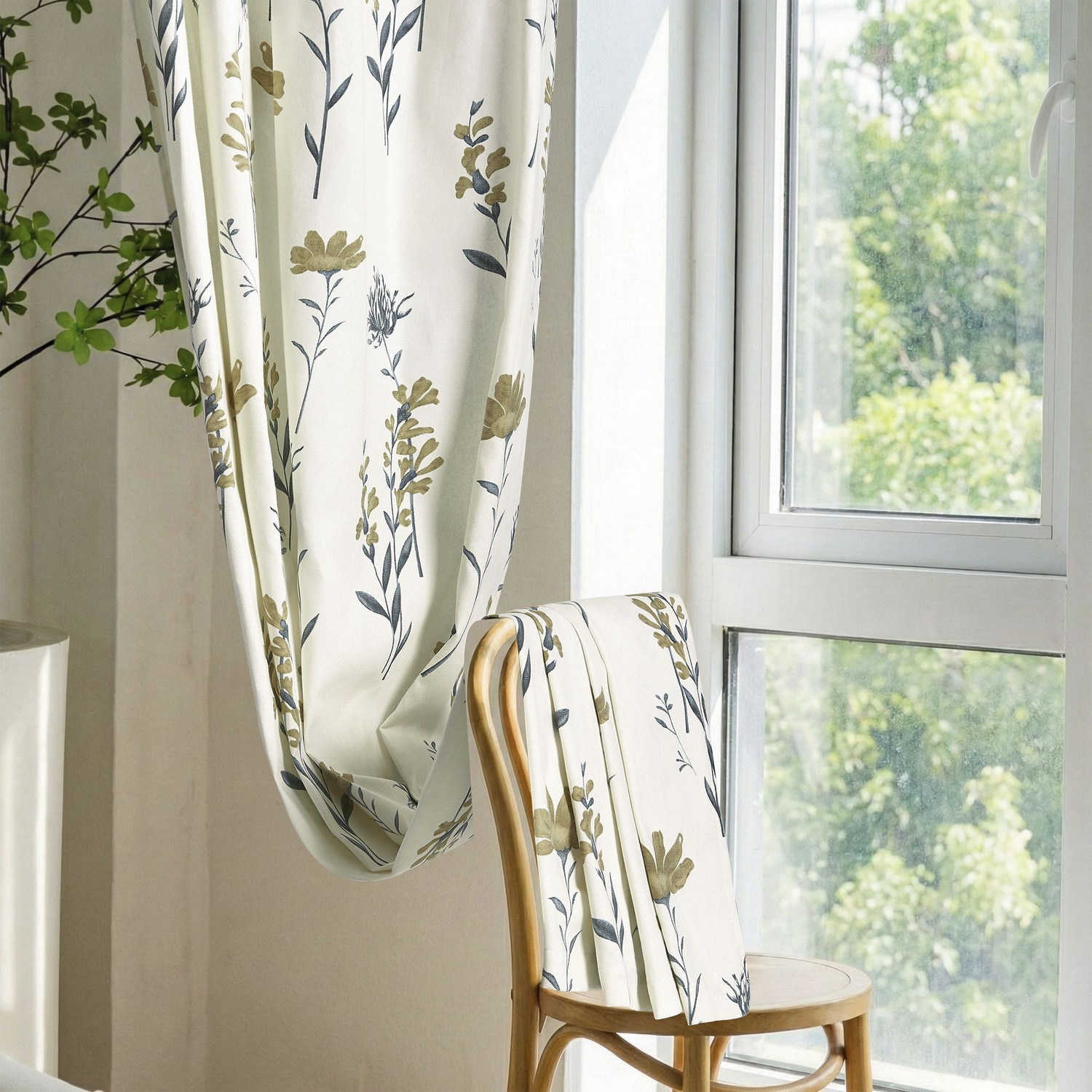 Image of Huesland 243 cm (8 ft) Long Door Cotton Room Darkening Curtain Single Curtain