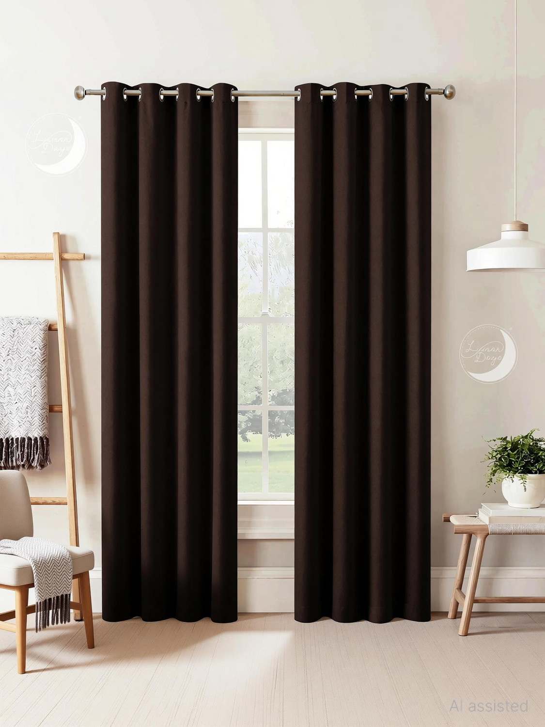 Image of Lunar Days 274.32 cm (9 ft) Long Door Polyester Blackout Curtain (Pack Of 2)