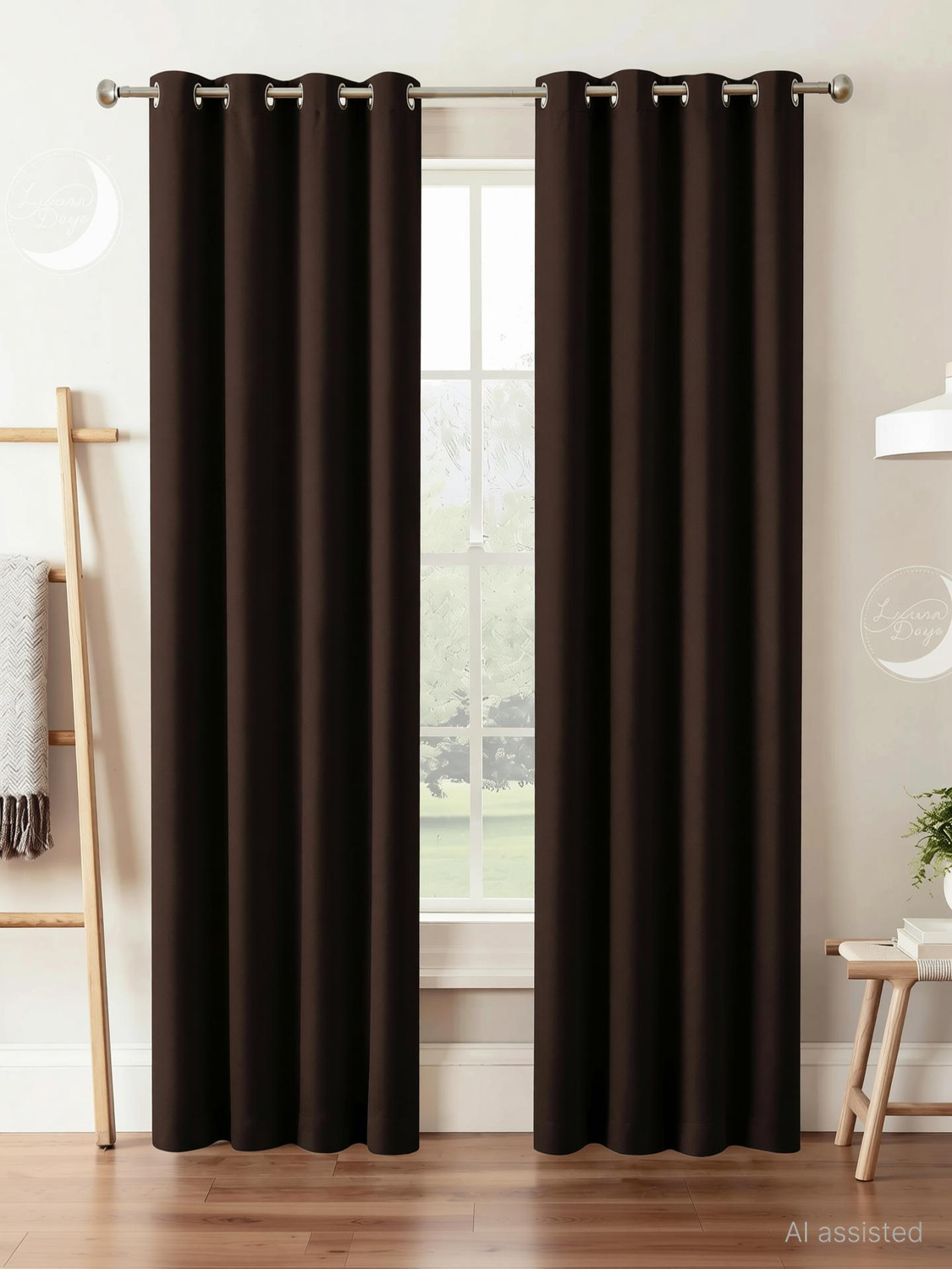 Image of Lunar Days 274.32 cm (9 ft) Long Door Polyester Blackout Curtain (Pack Of 2)