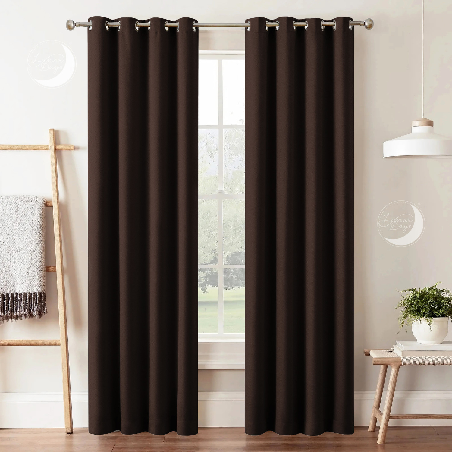 Image of Lunar Days 274.32 cm (9 ft) Long Door Polyester Blackout Curtain (Pack Of 2)