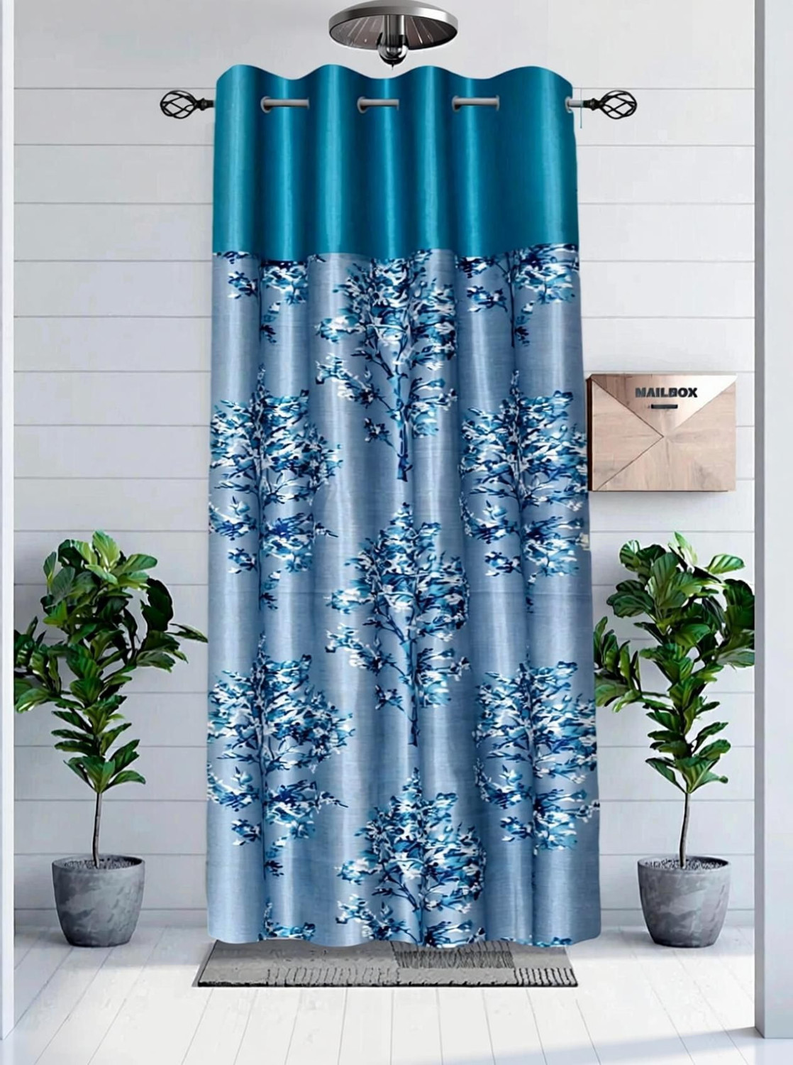Image of DARSHANAM WORLD 214 cm (7 ft) Door Polyester Semi Transparent Curtain Single Curtain