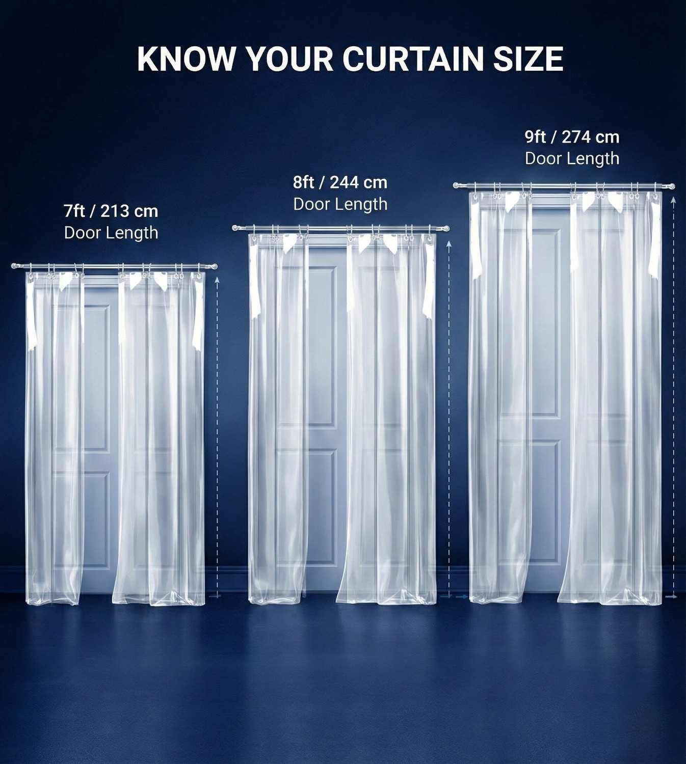 Image of Zyraan Decor 274 cm (9 ft) Long Door PVC Transparent Curtain Single Curtain