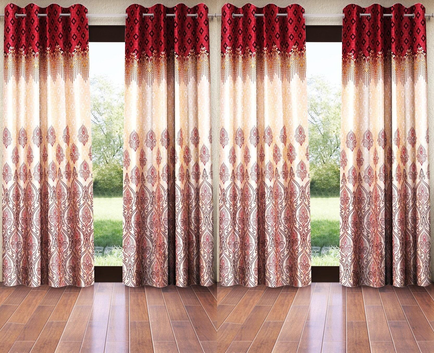Image of Home Sizzler 153 cm (5 ft) Window Polyester Semi Transparent Curtain (Pack Of 4)
