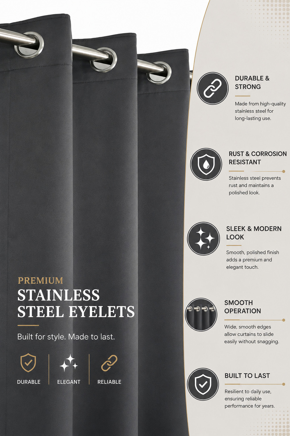 Image of Homefab India 182 cm (6 ft) Window Polyester Blackout Curtain (Pack Of 2)