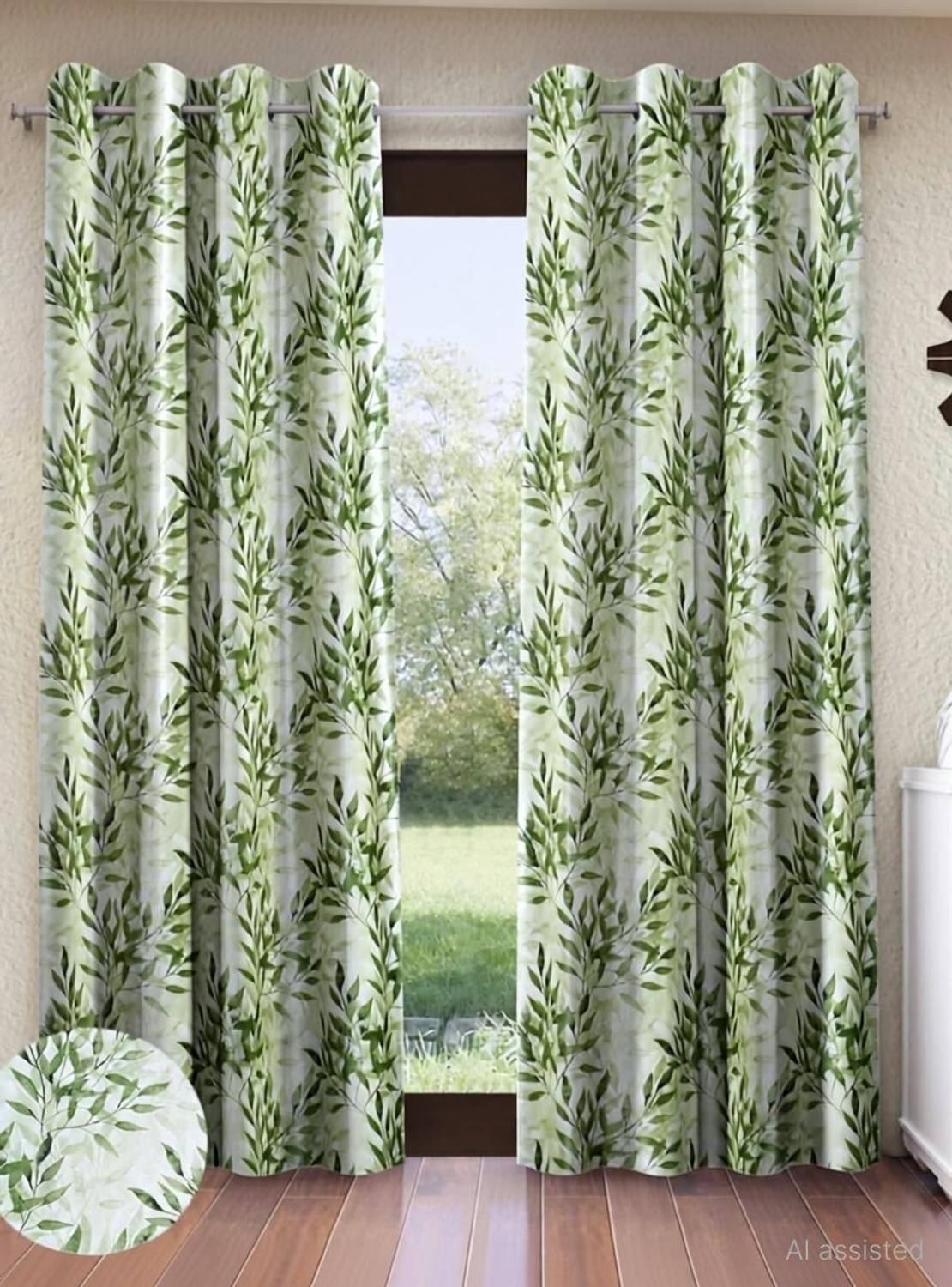 Home Sizzler 7ft Polyester Semi Transparent Curtain (Pack of 2) - Image 1
