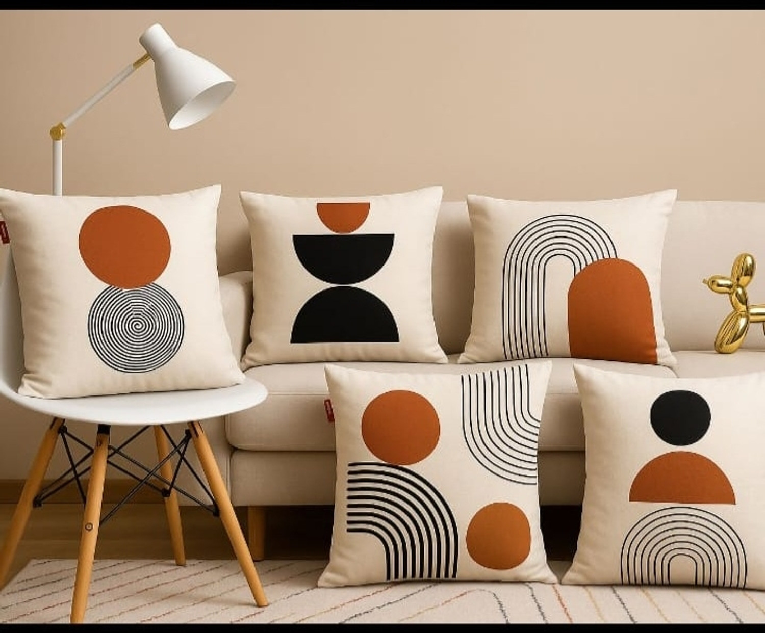 Image of Nishacozywear Jute Cushions Cover (40.6 cm*40.6 cm, Pack of 5, Multicolor)