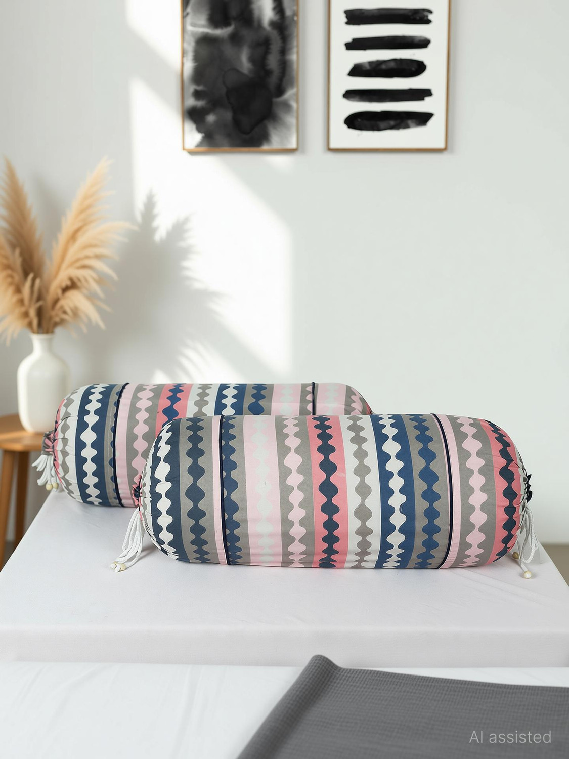 Image of KUBER INDUSTRIES Cotton Bolsters Cover