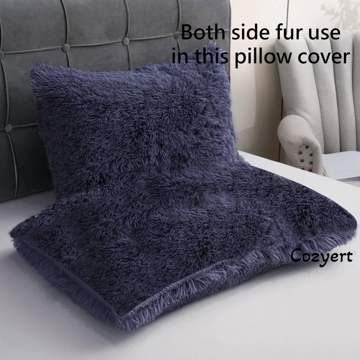 Cozyert Fur Microfiber Pillow Cover Pack of 2 - Image 2