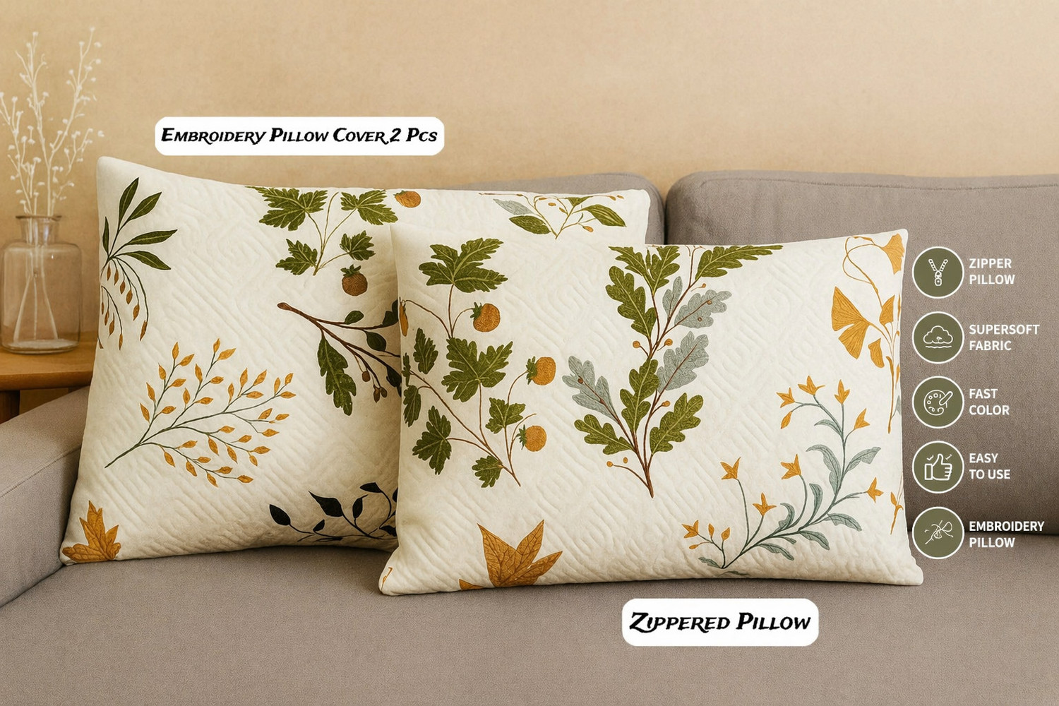 Image of Amrange Cotton Pillows Cover
