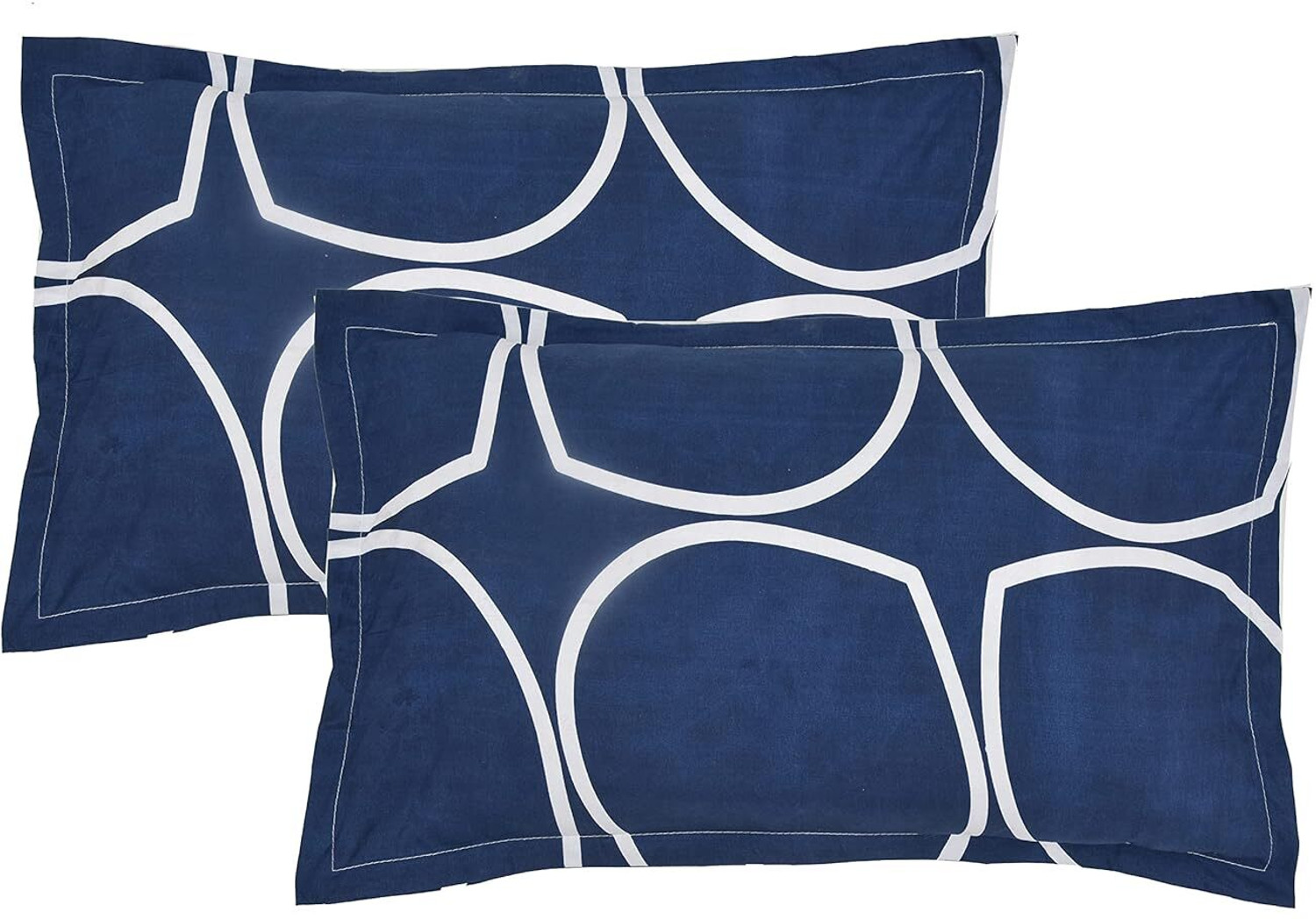 Image of jai shree shyam Cotton Double Fitted (Elastic) 180 TC Geometric 1 Bedsheet with 2 Pillow Covers