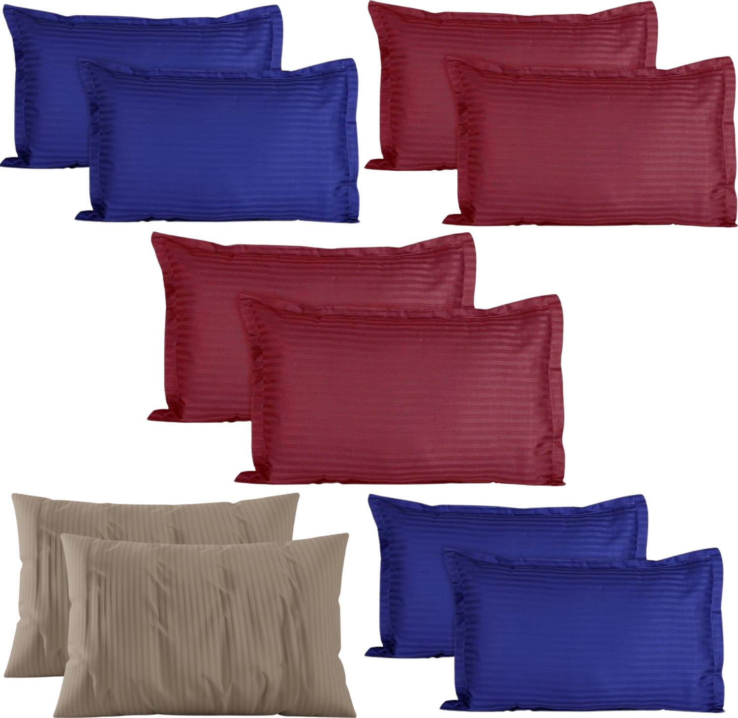Image of MSKtrend Cotton Pillows Cover (68.58 cm*43.18 cm, Pack of 10, Blue, Red, Beige)
