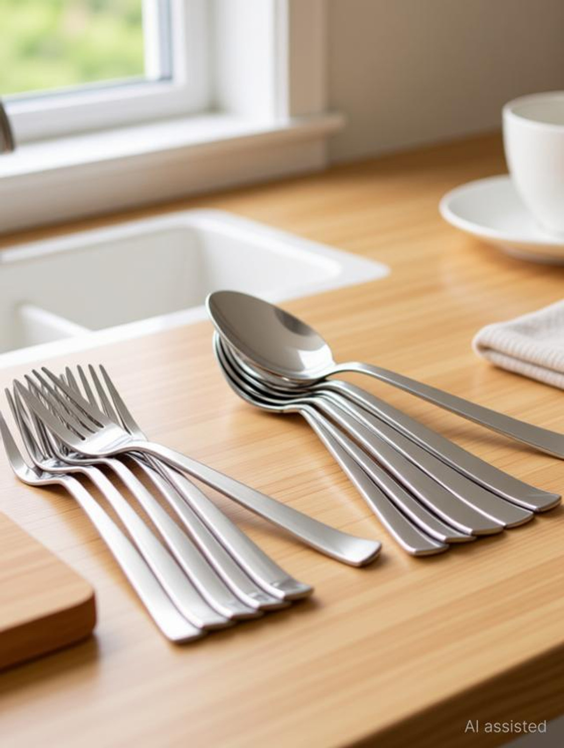 Image of YUMWARE Spoon & Fork for Tea,Coffee,Sugar, Spices - Set of 12 (6 Spoons, 6 Forks) Stainless Steel Cutlery Set (Pack of 12)