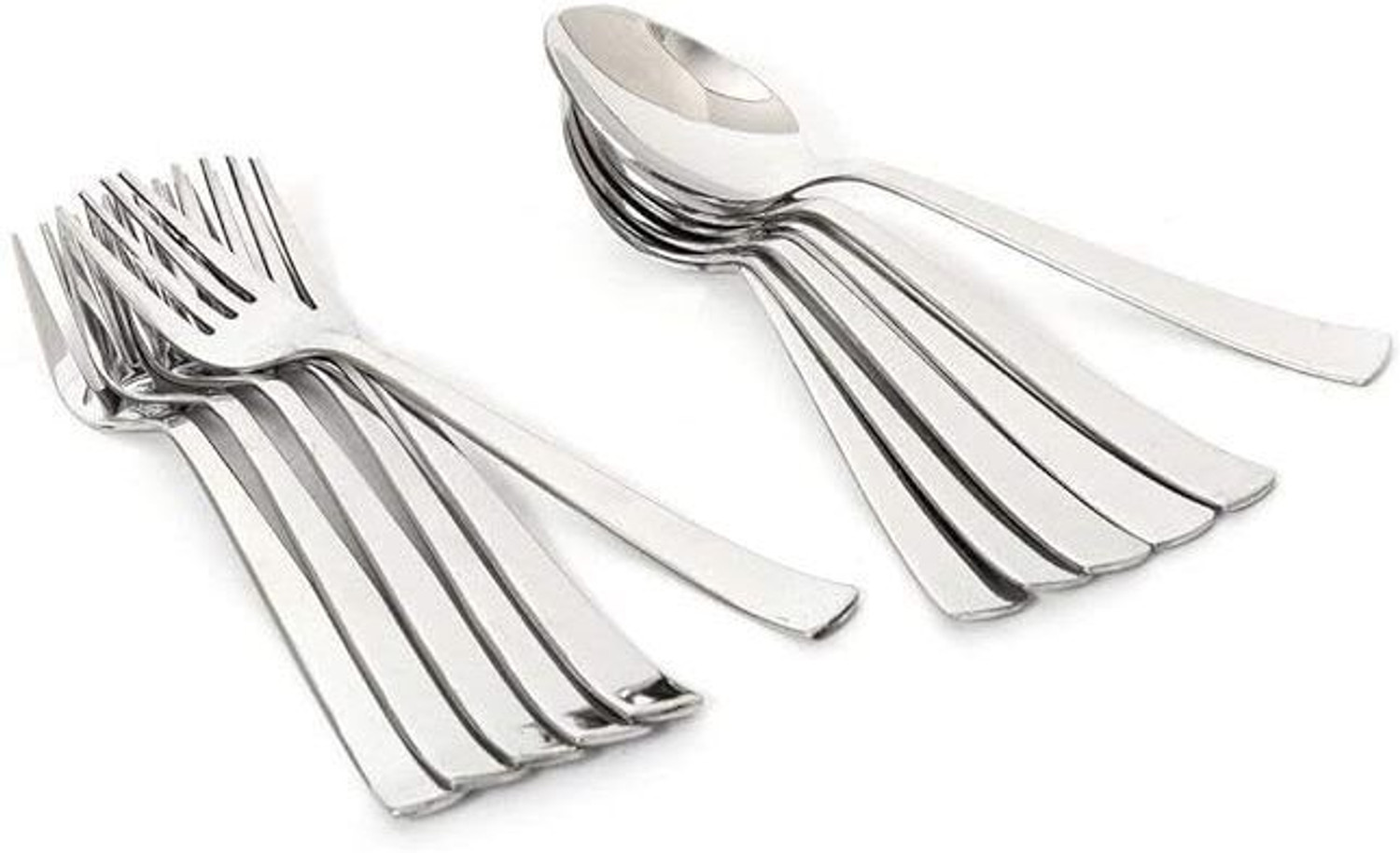 Image of YUMWARE Spoon & Fork for Tea,Coffee,Sugar, Spices - Set of 12 (6 Spoons, 6 Forks) Stainless Steel Cutlery Set (Pack of 12)