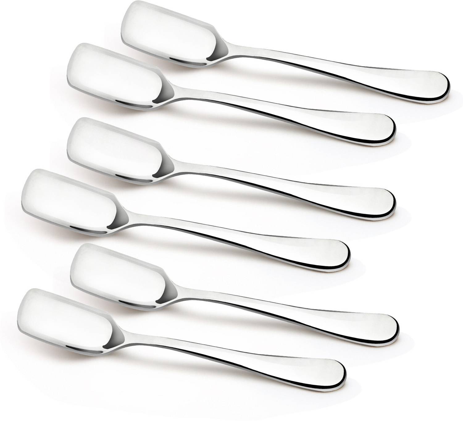 BERGNER BE Essentials Baguette Dessert Spoon Set, 13cm Long Spoon, 2mm Thickness Stainless Steel Cutlery Set