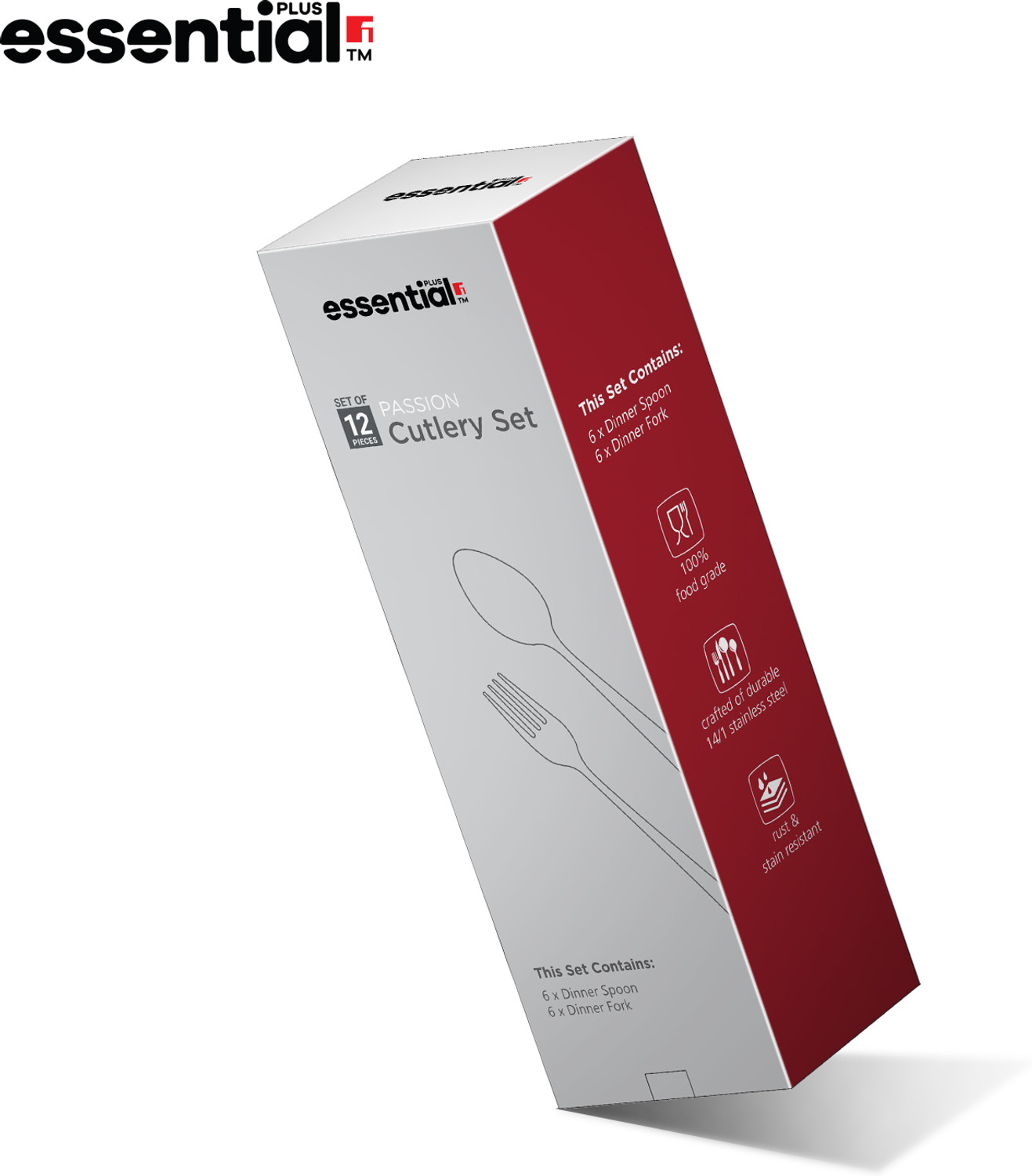 Image of BERGNER Essential Plus Passion 6 Dinner Spoon and 6 Dinner Fork, 12 Pcs Stainless Steel Cutlery Set