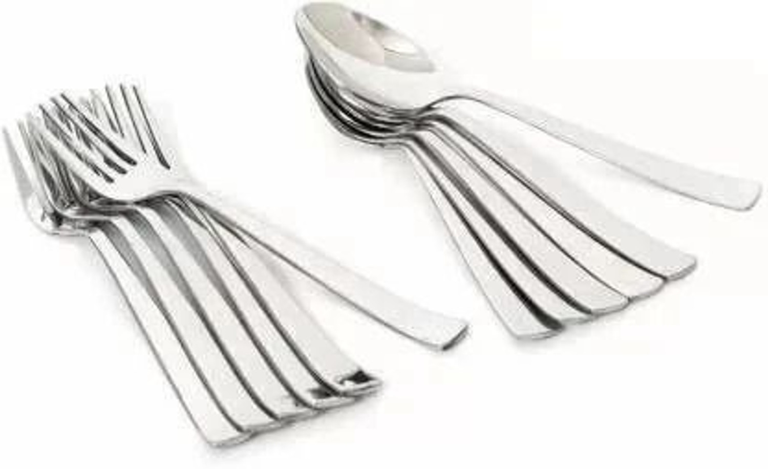 Image of VIJAY EXPORT Stainless Steel Table Spoon & Fork for Tea, Coffee, Sugar, Condiments & Spices - Set of 12 (Contains 6 Table Spoons, 6 Forks) Steel Cutlery Set