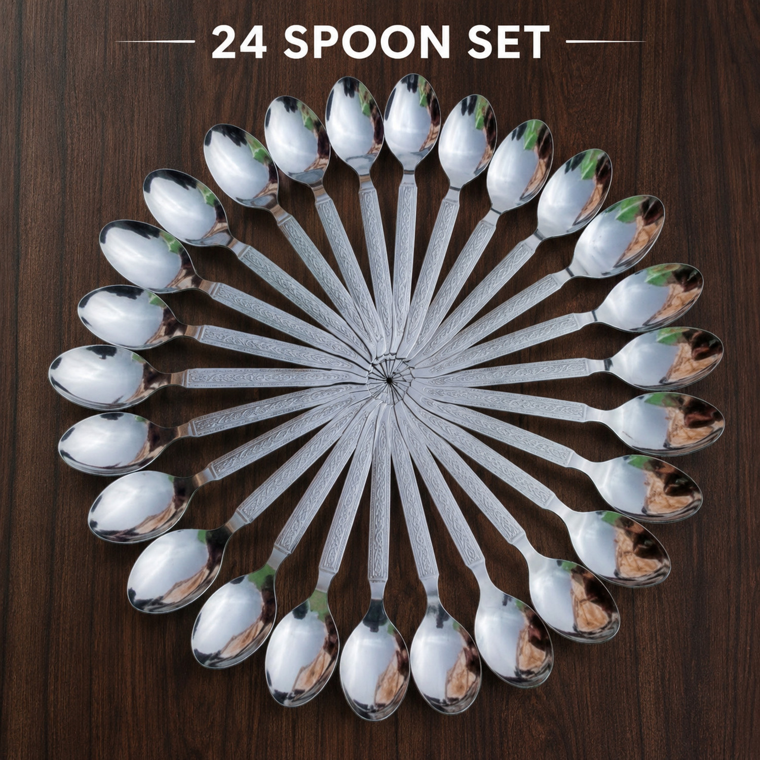 Image of cerinox Steel spoons1-24 pccs Stainless Steel Cutlery Set