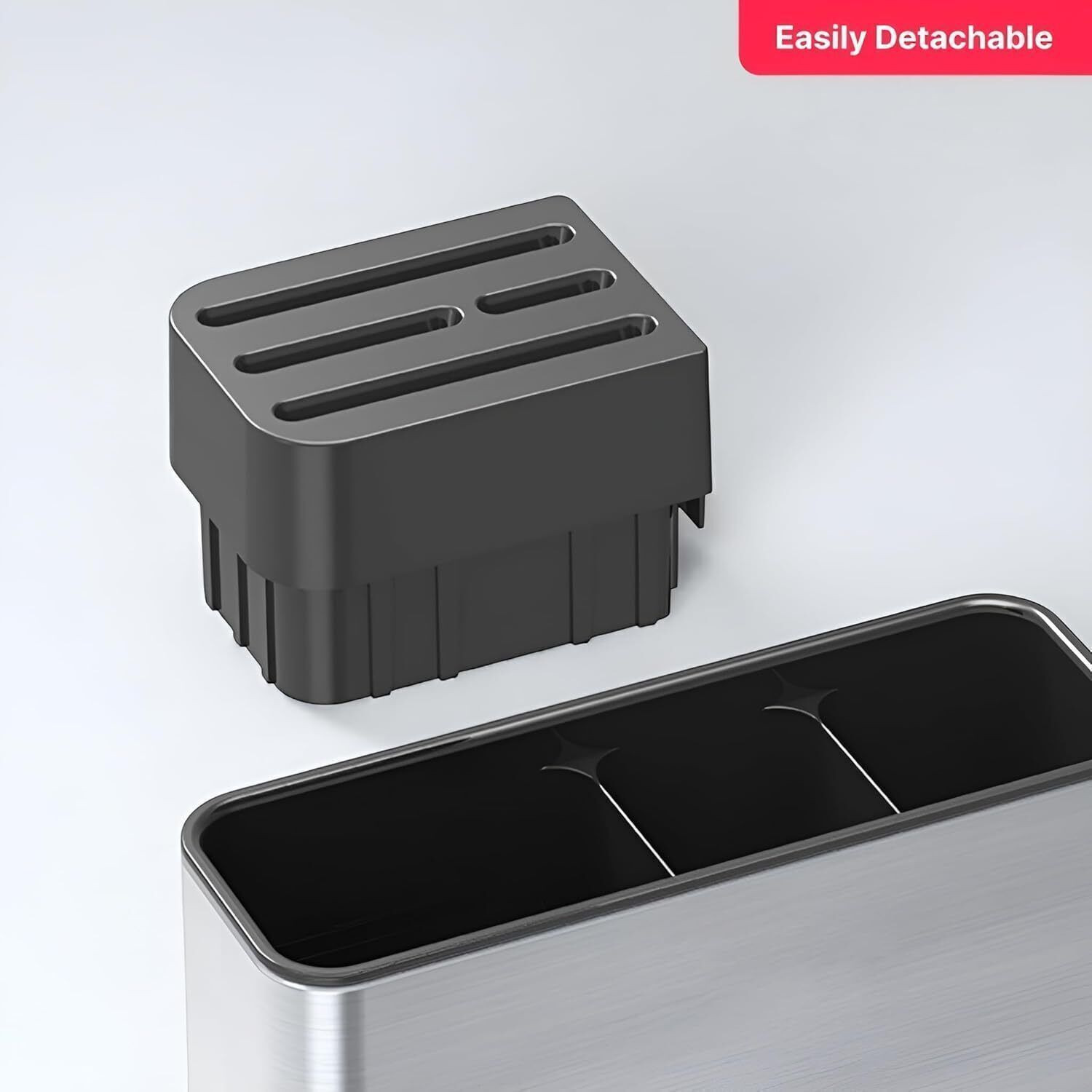 Image of Ipsit Stainless Steel 3-Compartment Knife & Cutlery Holder with Drainage Stainless Steel Cutlery Set