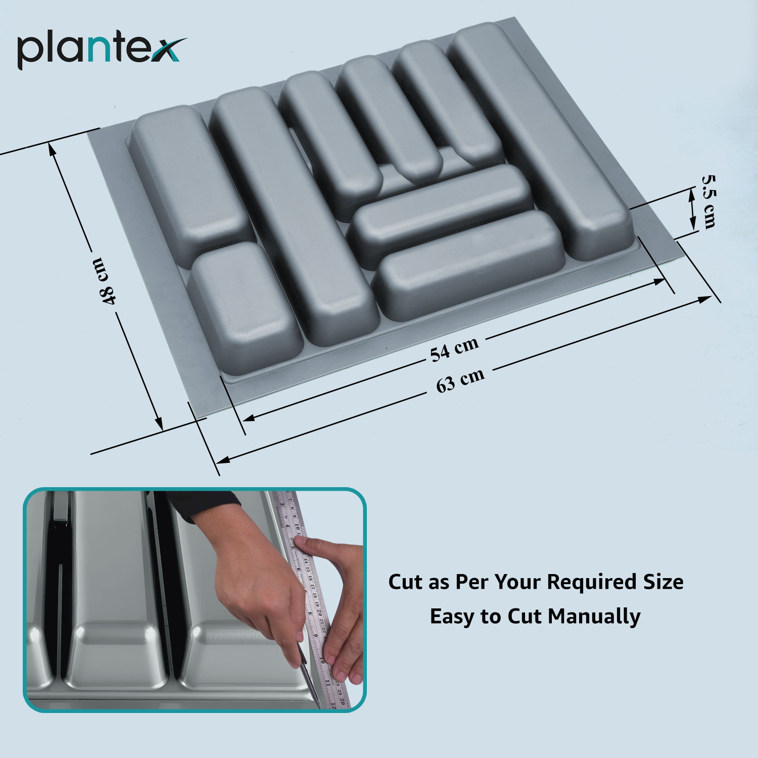 Image of Plantex Cutlery Tray for Kitchen Drawer /Cutlery Organizer Tray - 25x18.5in Plastic Cutlery Set