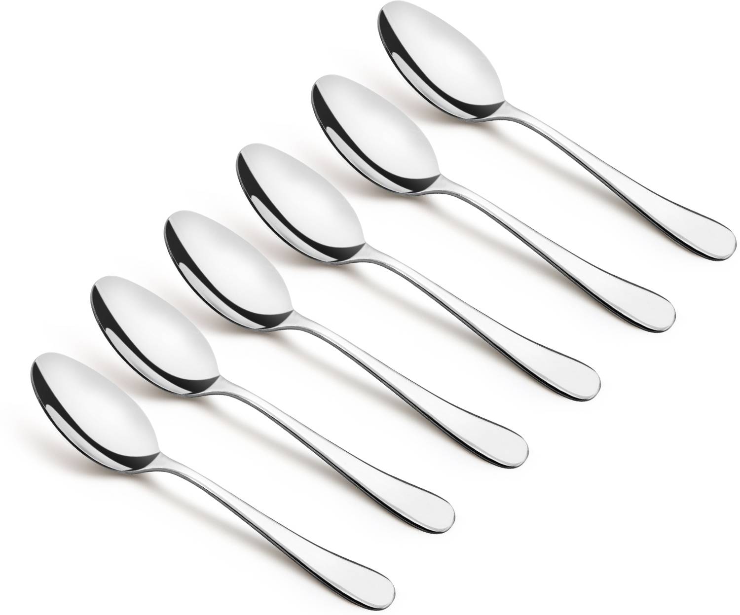 BERGNER BE Essentials Baguette Stainless Steel 6 Pcs Dinner Spoon Set, 19cm Long Spoon, Stainless Steel Cutlery Set