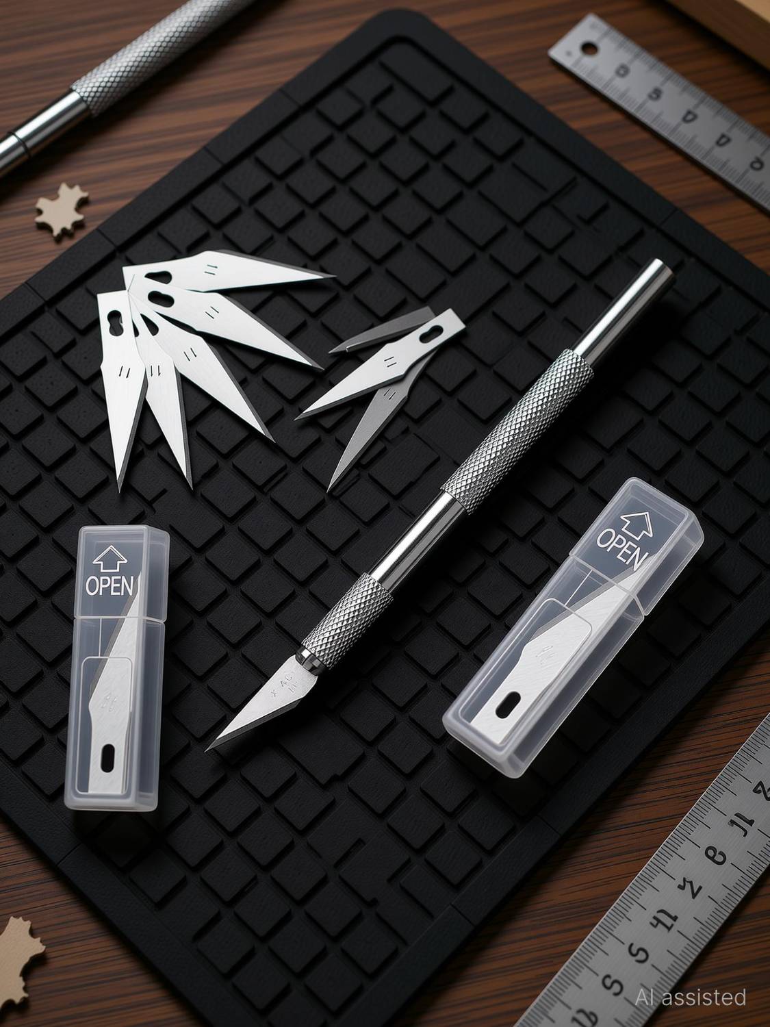 KRYTONE 1 Piece Detail Knife Metal Grip Hand Held Paper Cutter With 5 Extra Blades Wood Cutter deal from flipkart