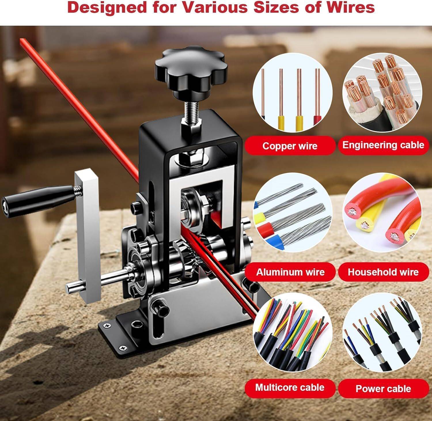 JEKEMI Manual Wire Stripping Machine 0.04”-1” - Image 4