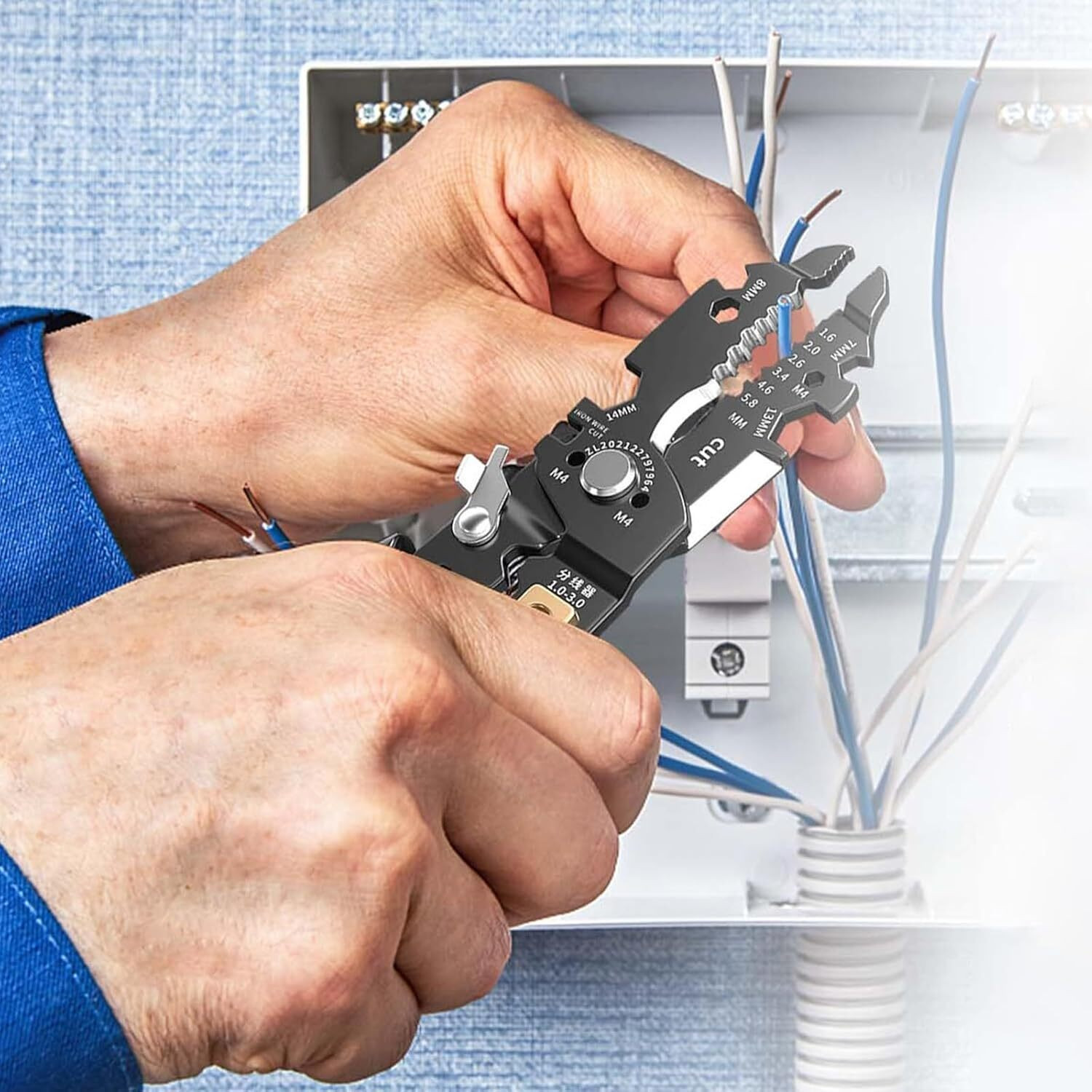 Image of OKASTA 25-in-1 Wire Cutter Stripper 25-in-1 Wire Cutter, Multifunctional Wire Cutting Tool Wire Cutter