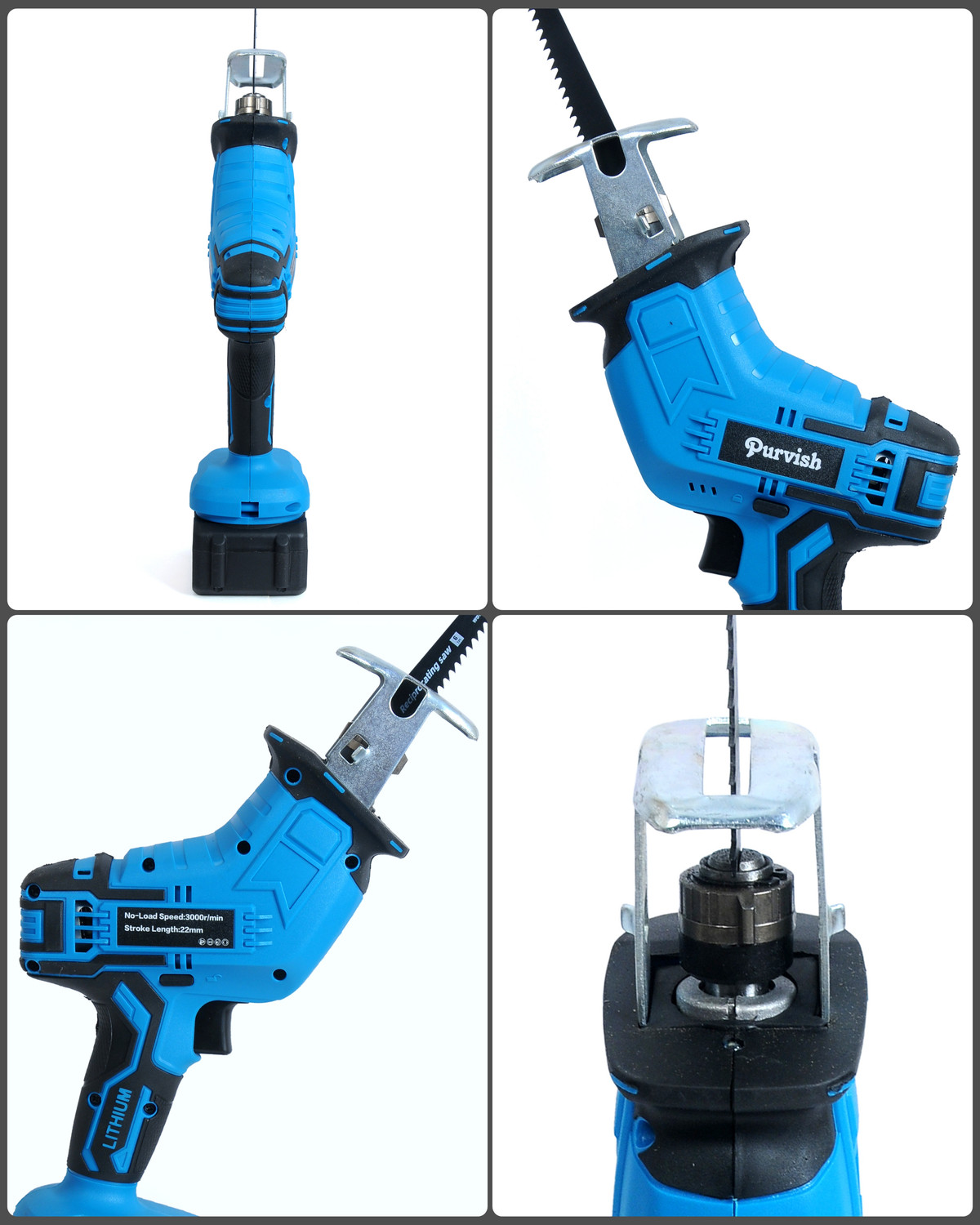 Image of purvish Cordless Reciprocating Saw | Cordless Jig Saw | 3000 RPM | With Blade for Renovation, Farming, Metal Cutter, Plastic Cutting and Wood Cutter