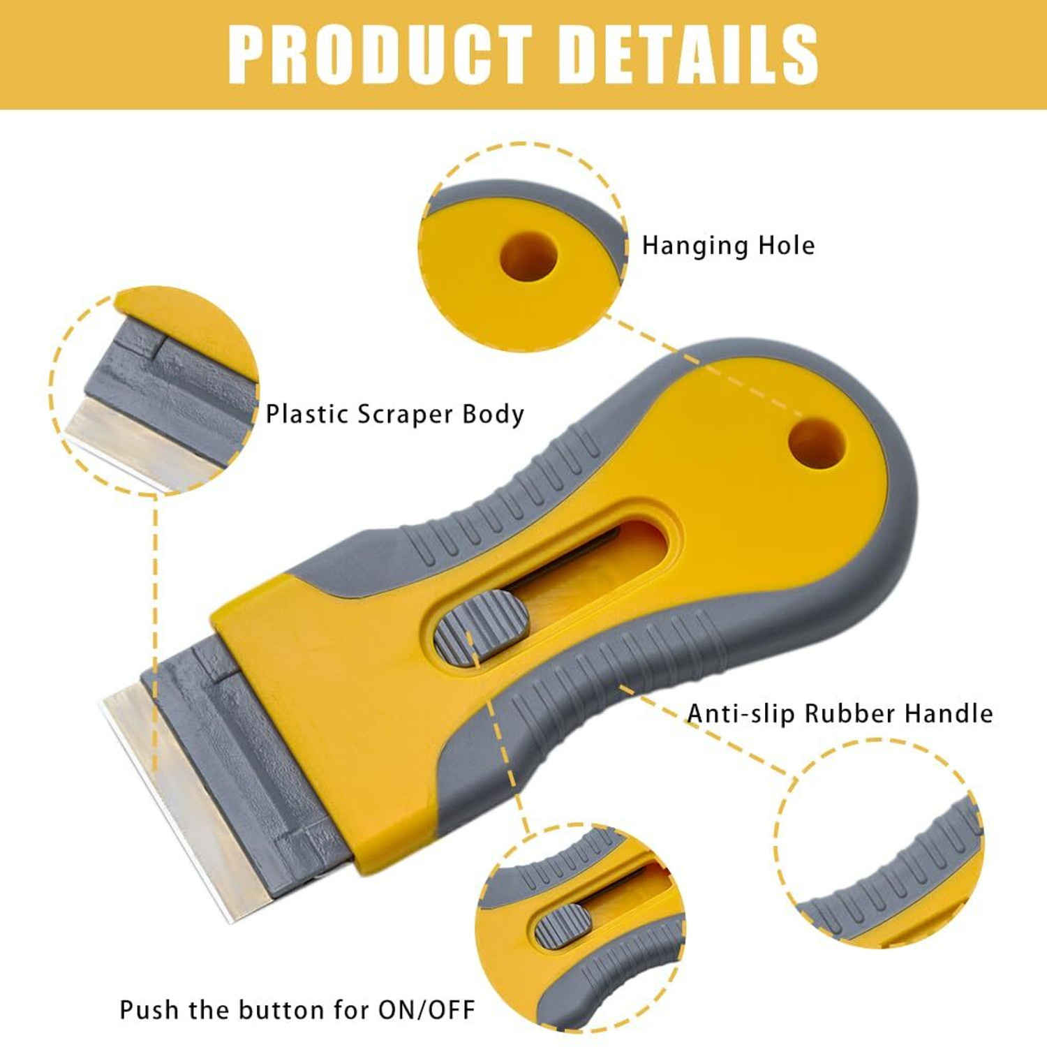 Image of otak Metal Scraper with 10 Pcs Blades - Stain & Glue Removal Tool Rust Removal Solution (50 g)